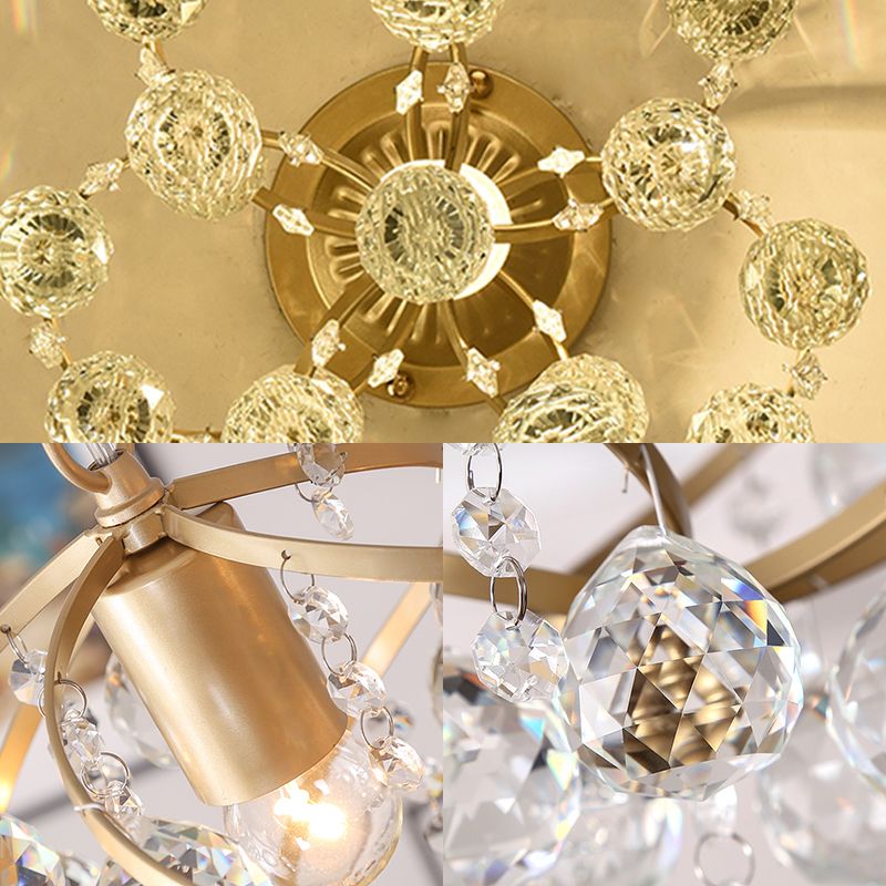 Valentina Plafonnier Globe/Multi Crystal, Crystal, Laiton, Salon