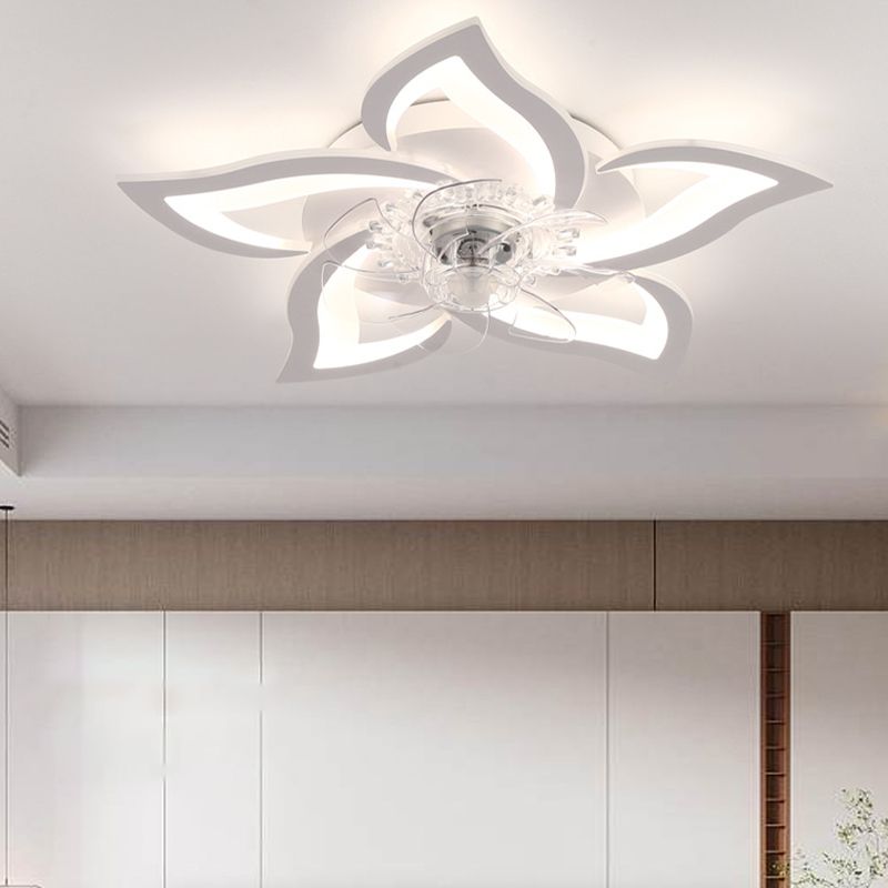 Hana Ventilateur de Plafond Lumineux en forme de Fleur, 2 Couleurs, D65CM