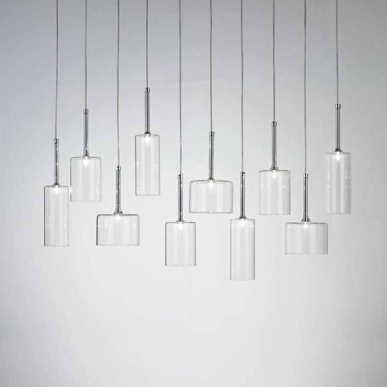 Hailie Lustre Suspension Moderne Minimaliste Verre Clair/Gris Bar