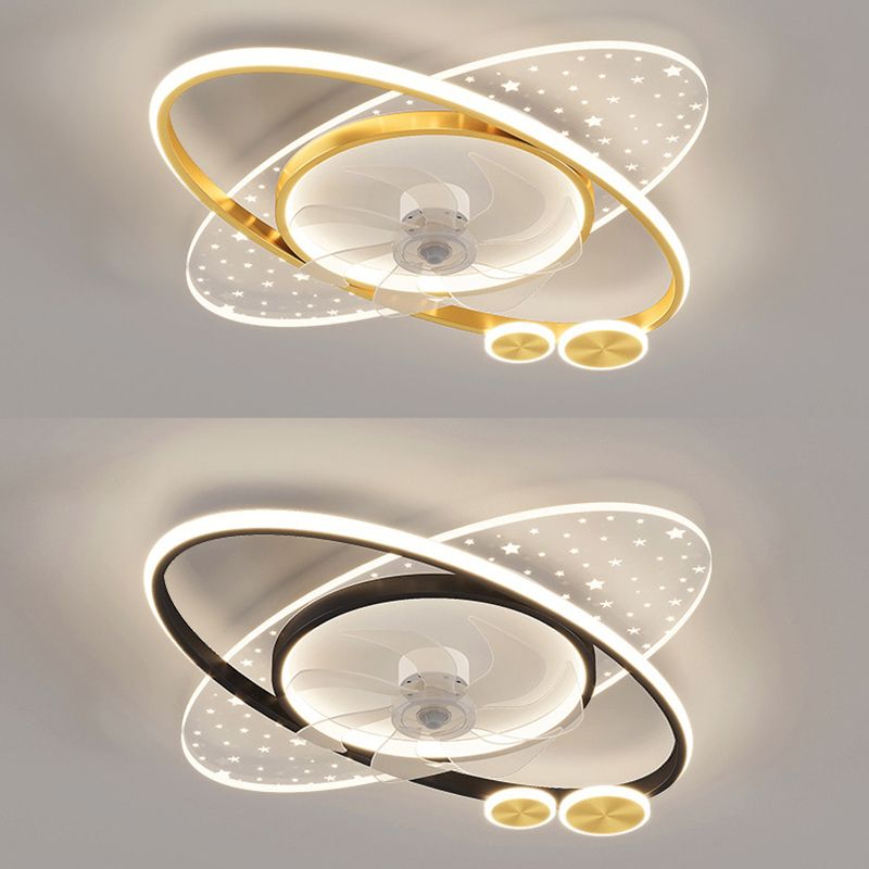 Madina Ventilateur de Plafond LED, 7 Pales, 2 Anneaux, 2 Couleurs, D58CM