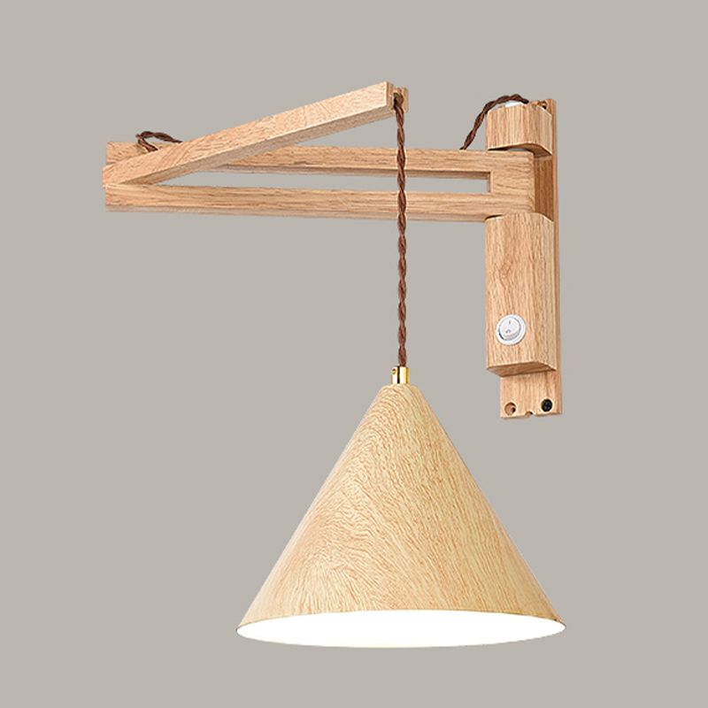 Ozawa Design Applique Murale Conique Vintage LED Bois Noyer/Bois Chambre