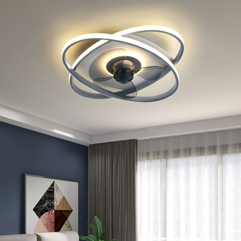 Arisha Ventilateur de Plafond LED en forme de Double Anneau, 5 Couleurs, D 50CM