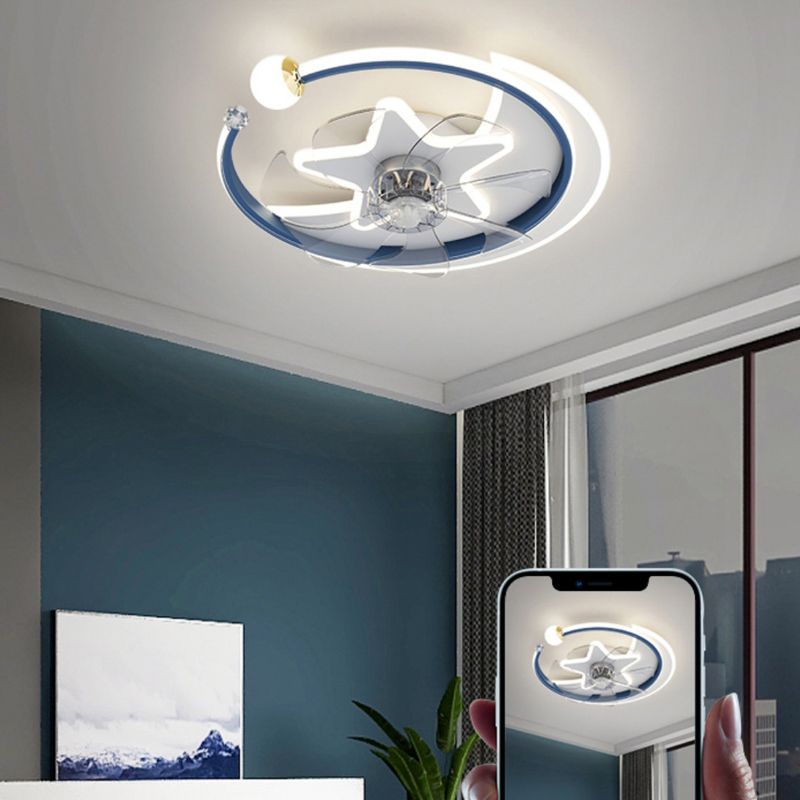 Minori Ventilateur de Plafond en forme d'Étoile & Lune, 3 Couleurs, D51CM