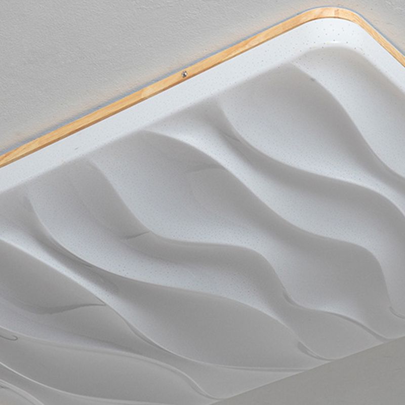 Ozawa Plafonnier Géométrique Moderne, Bois/Acrylique, Blanc, Salon
