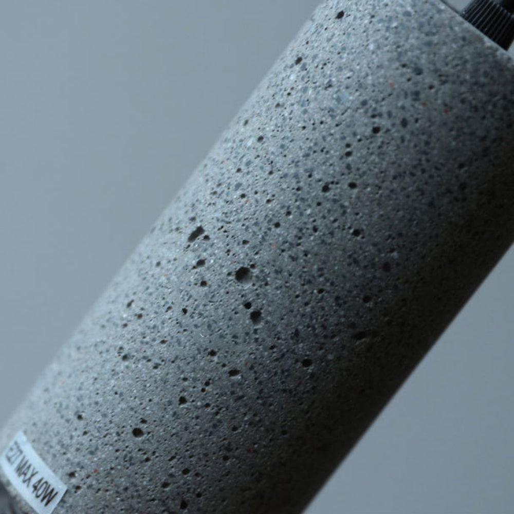 Zaid Suspension Cylindre Industriel, Métal/Ciment, Noir/Gris, Bar