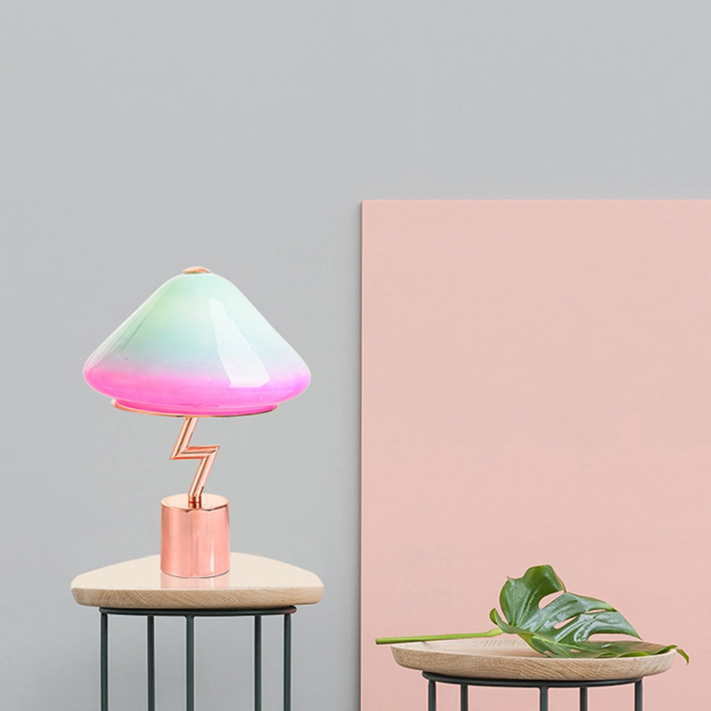 Morandi Lampe de Table Champignon Moderne, Verre/Métal, Coloré, Salon