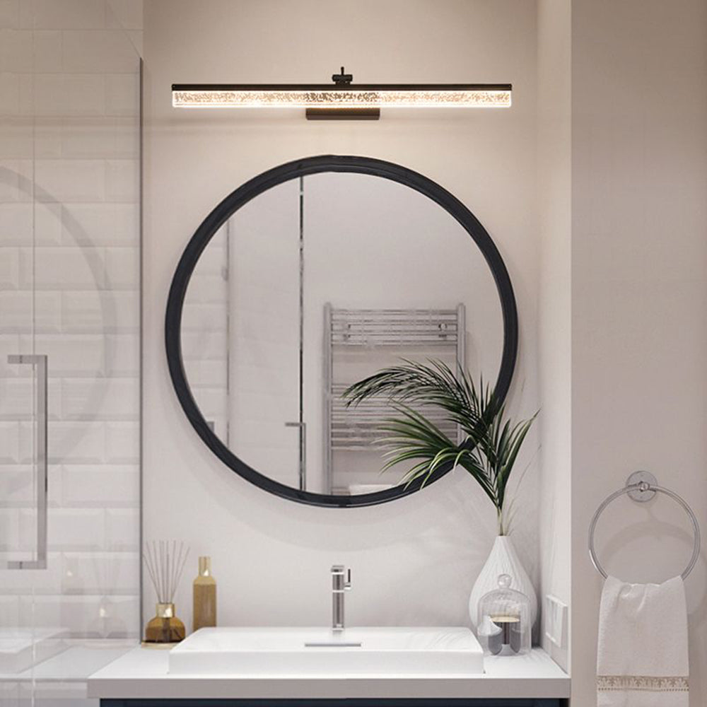 Edge Applique Murale à Miroir Transparent Linéaire Moderne Métal Acrylique Noir/Blanc/Argent Salle de Bain