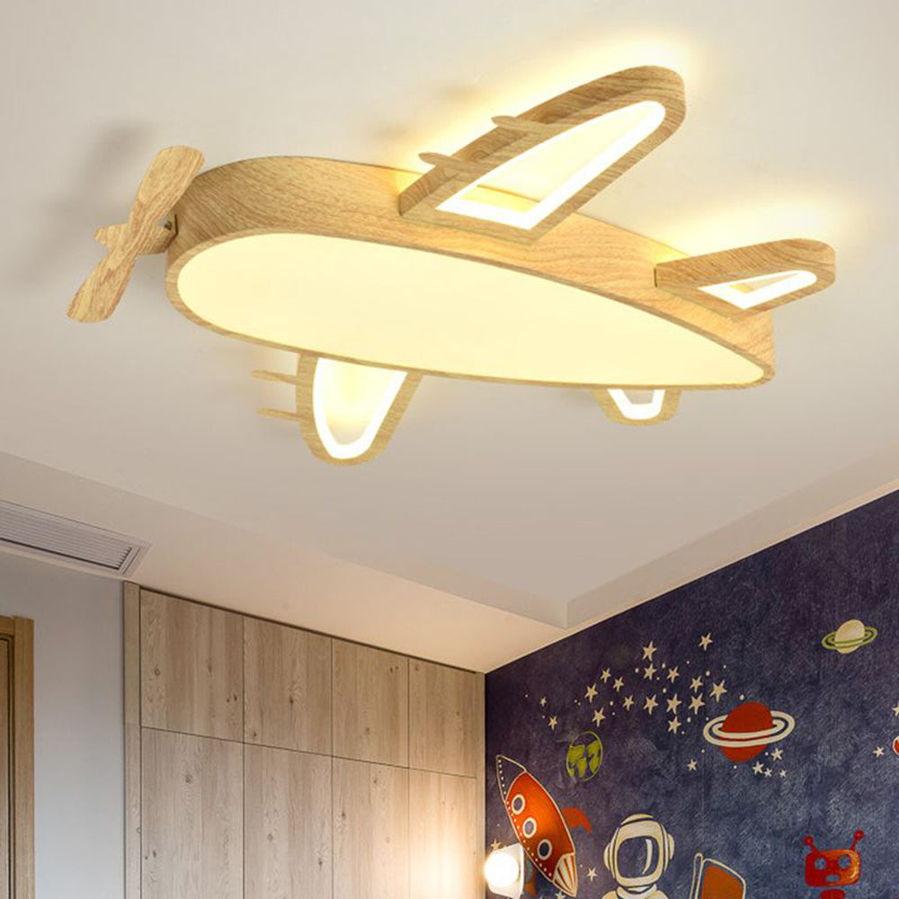 Minori Design LED Plafonnier Avion Moderne Bois/Acrylique Bois/Beige Salon