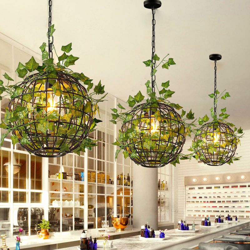 Nest Globe Art Deco LED Suspension Vert Métal Salle à Manger