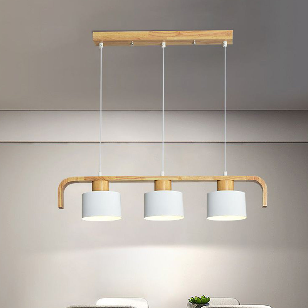 Morandi Moderne Luminaires Suspensions Cylindre Nordique Bambou Blanc/Vert/Gris Chambre à Coucher