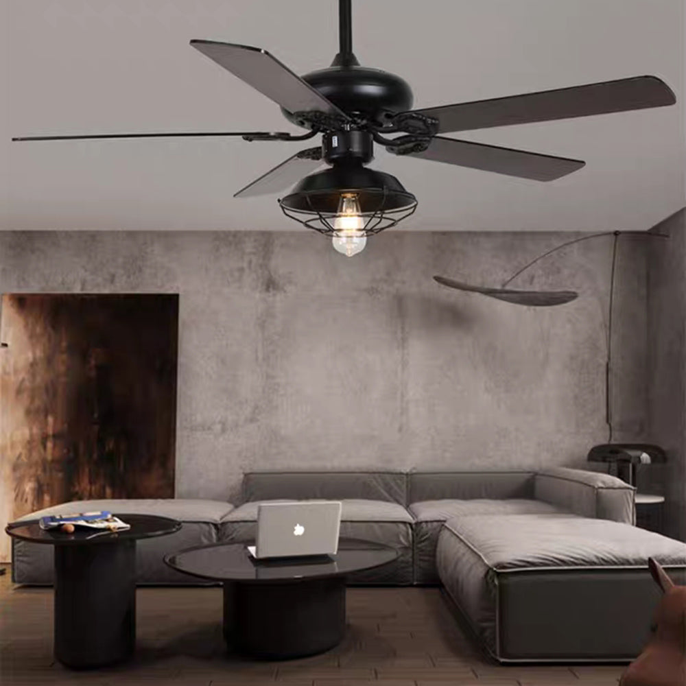 Alessio Ventilateur de Plafond Industriel Noir à 5 Pales, 4 Style, D 107CM