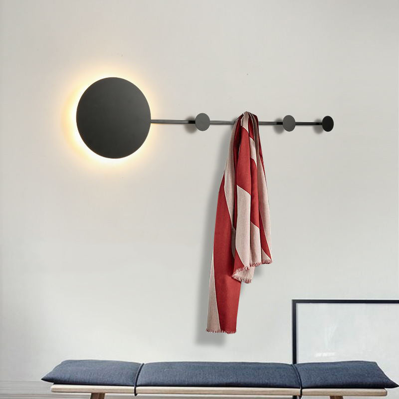 Porte-manteau Applique Murale Linéaire Moderne, Métal, Noir/Blanc, Chambre