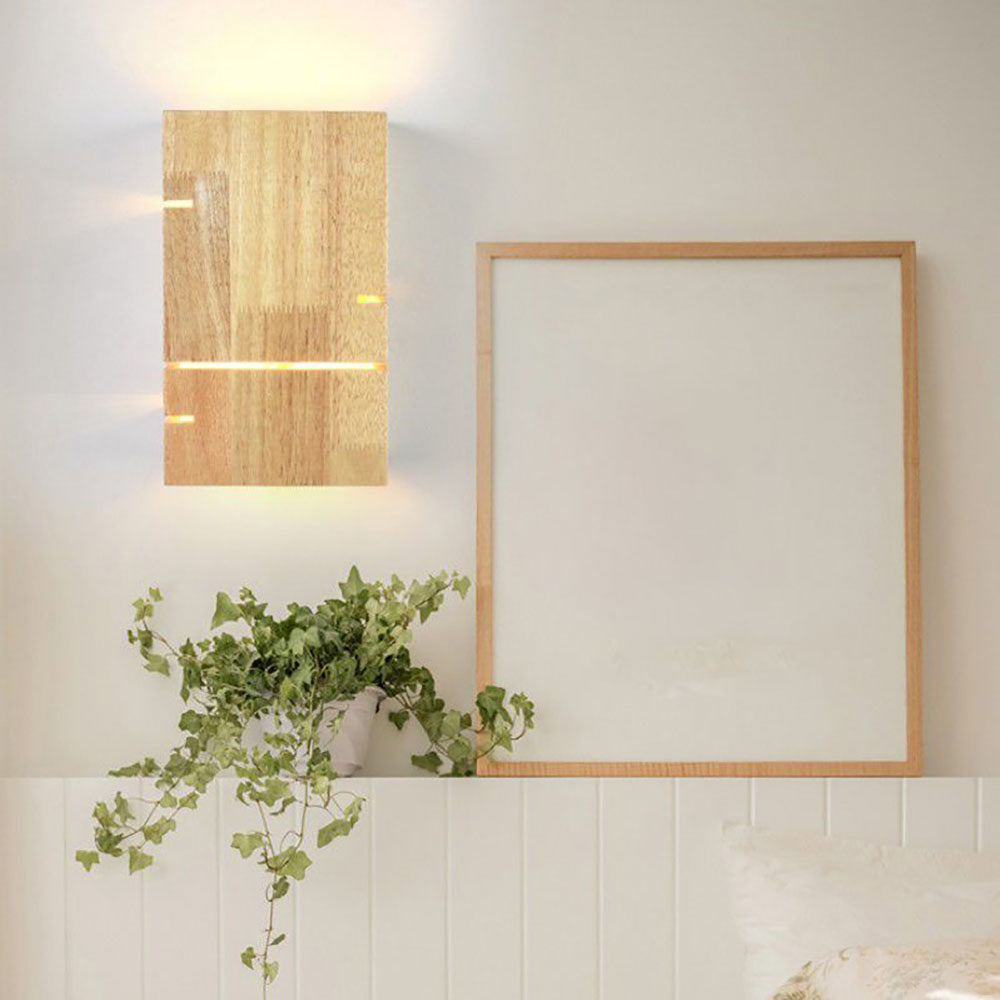 Ozawa Applique Murale Rectangulaire Moderne Simple LED Bois Brut Chambre à Coucher/Salon