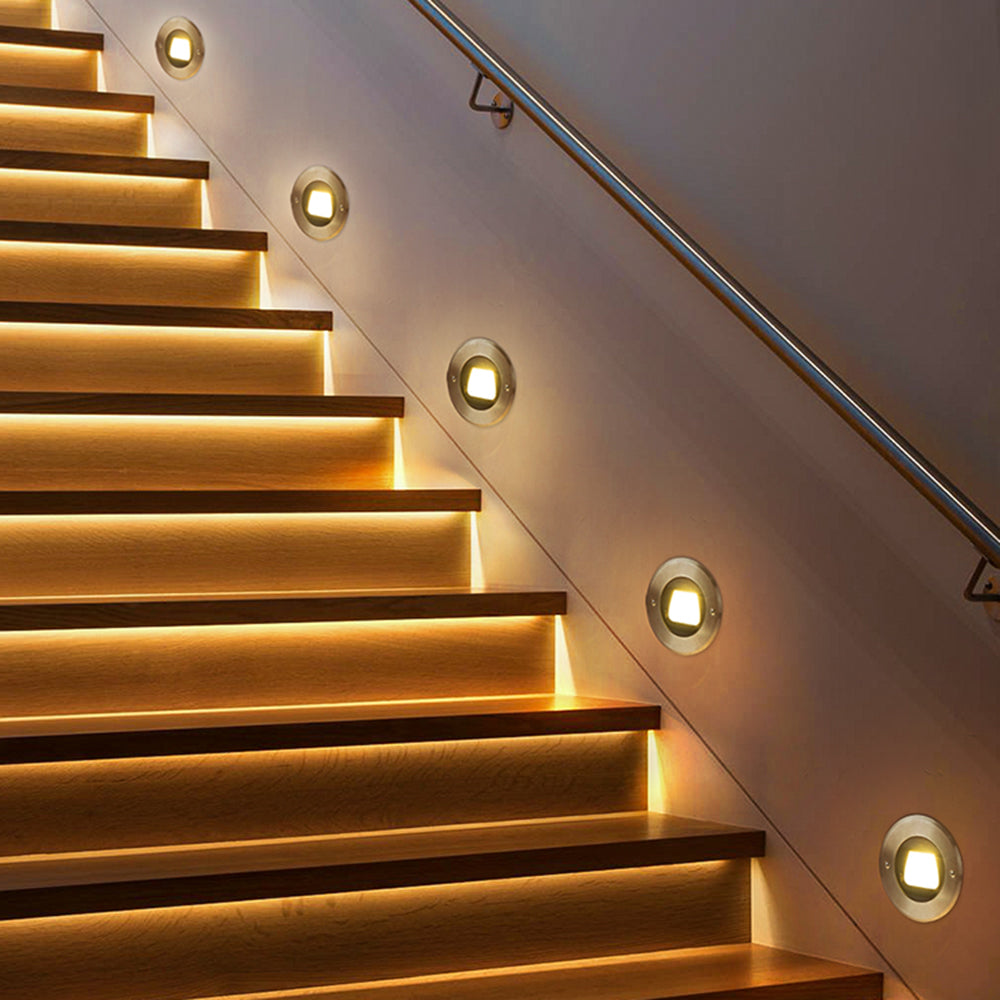 Orr Éclairage Escalier Extérieur Rond Simple, Métal/Verre, Noir, Escalier