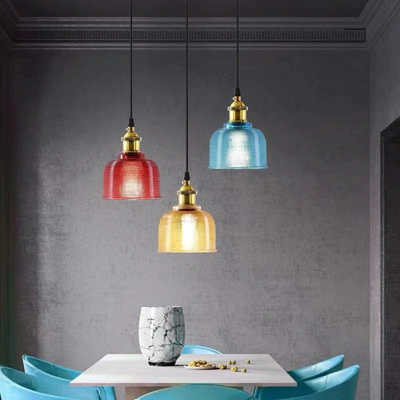 Morandi Vintage Luminaires Suspension, Bleu/Rouge/Transparent/Ambre