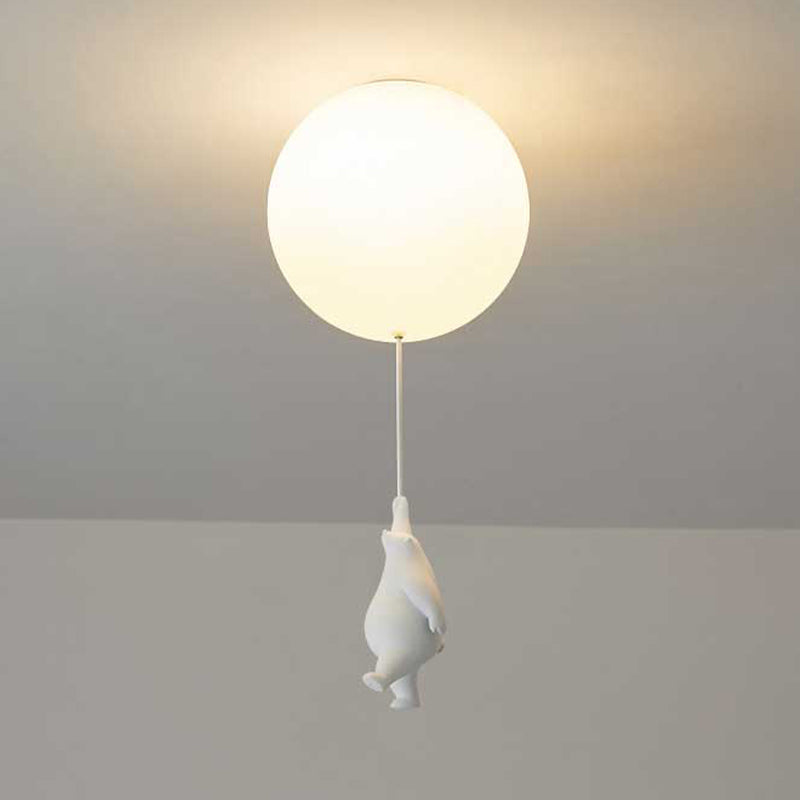 Fateh Suspension/ Plafonnier Ballon Moderne, Résine/Acrylique, Blanc, Chambre