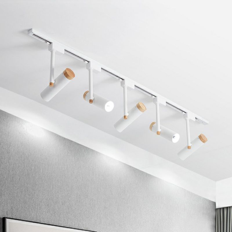 Freja Moderne LED Plafonnier Blanc/Noir Métal/Bois Salon Chambre à coucher