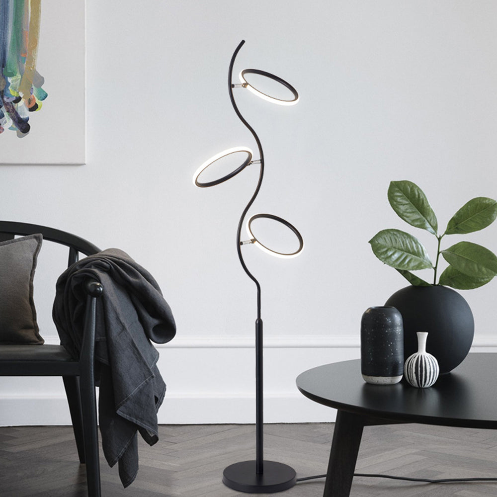 Louise Design Lampadaire Rond Moderne Métal/Acrylique Noir/Blanc Salon/Chambre