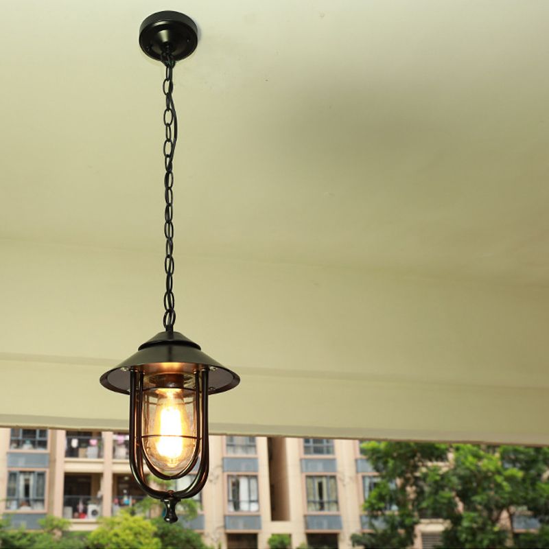 Alessio Suspension Extérieure Lanterne Vintage, Métal/Verre, Noir/Bronze, Jardin