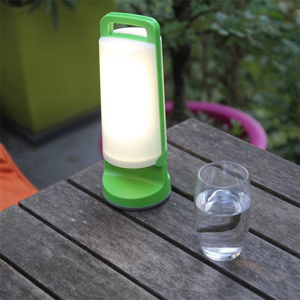 Orr Lampe de Table Cylindre Moderne, Acrylique, Gris/Blanc/Vert/Orange, Jardin
