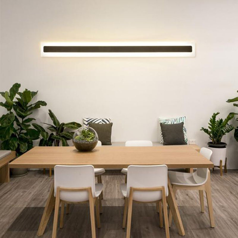 Edge Applique Murale Linéaire Minimaliste LED Métal/Acrylique Noir/Blanc Salle de Bain