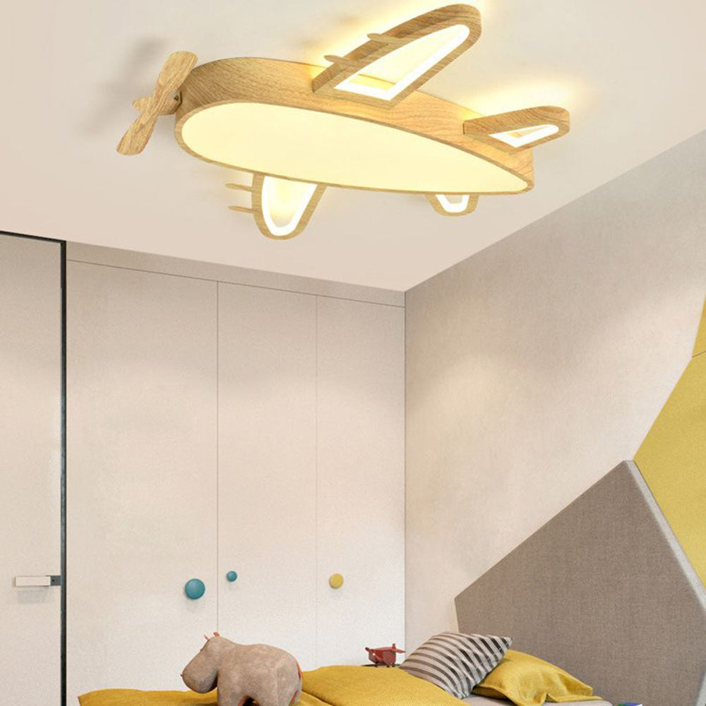 Minori Design LED Plafonnier Avion Moderne Bois/Acrylique Bois/Beige Salon