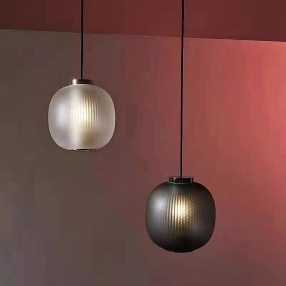 Hailie Design Luminaires Suspensions Globe Moderne Métal/Verre Gris Fumé/Blanc Sablonneux Salon