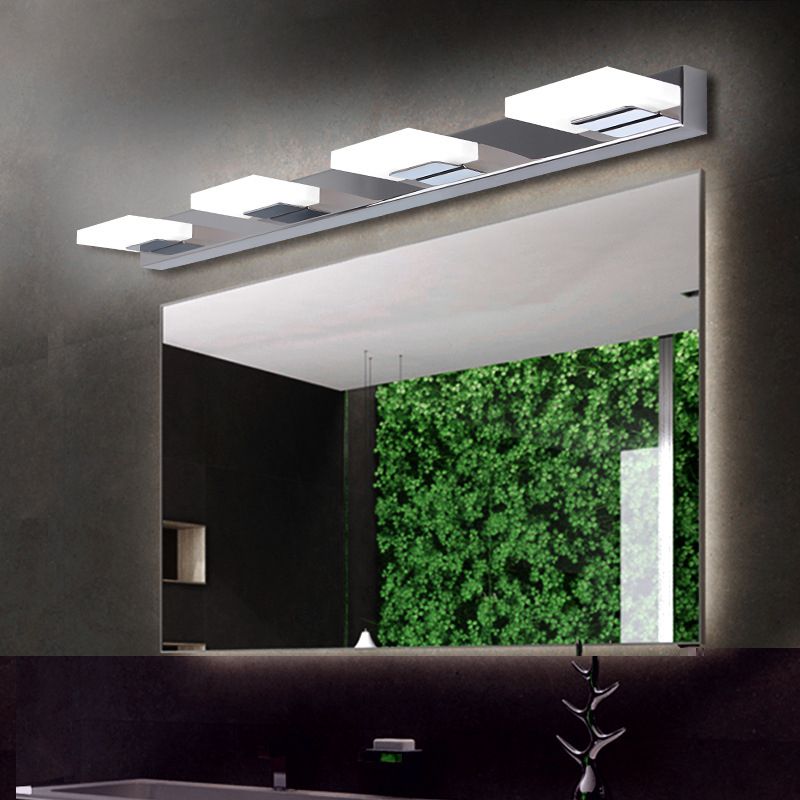 Leigh Design LED Applique Murale Miroir Carré Moderne Métal/Acrylique Argent Salle de Bain