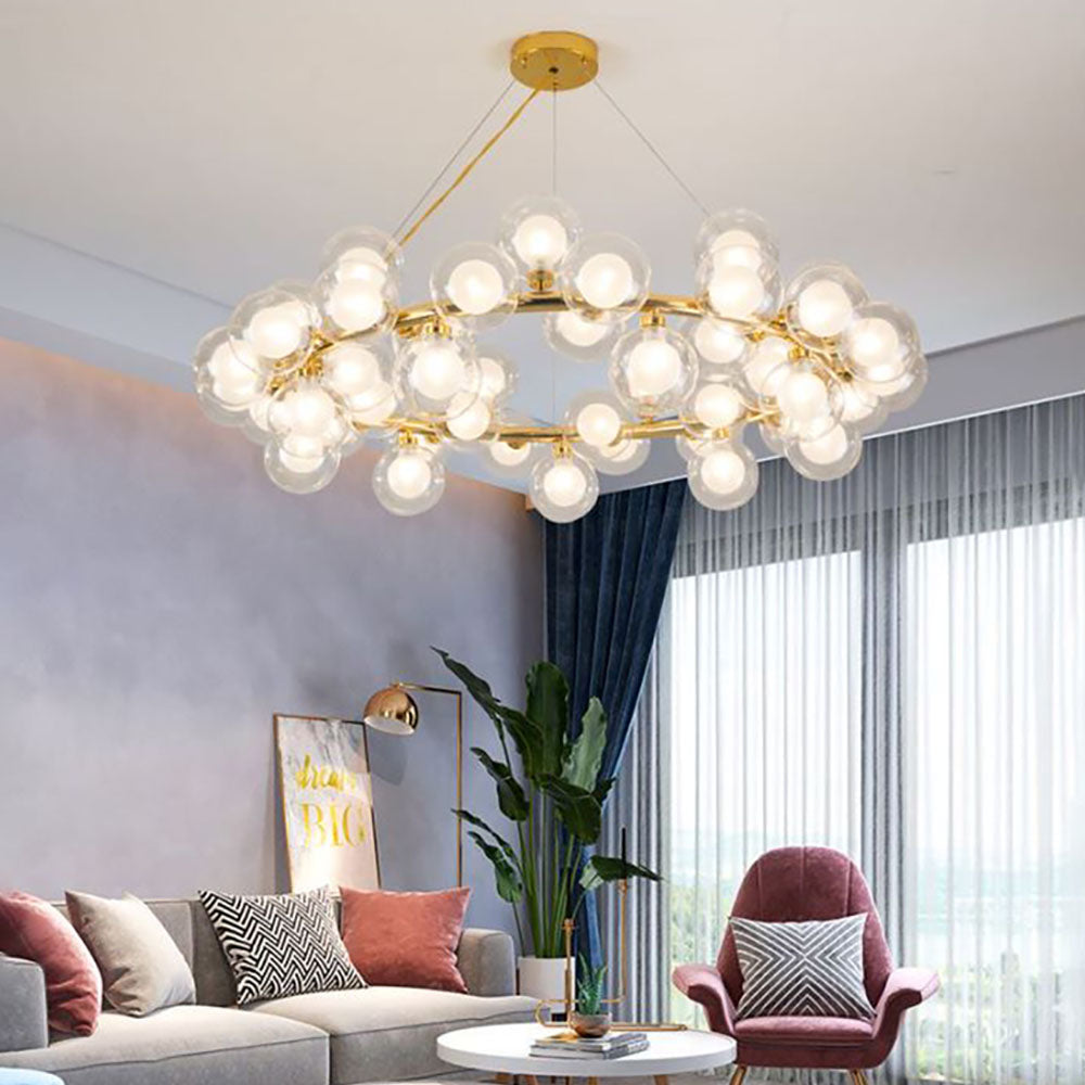 Valentina Luminaires Suspensions Design LED Art Deco Métal Verre Or Chambre à Coucher/Salon
