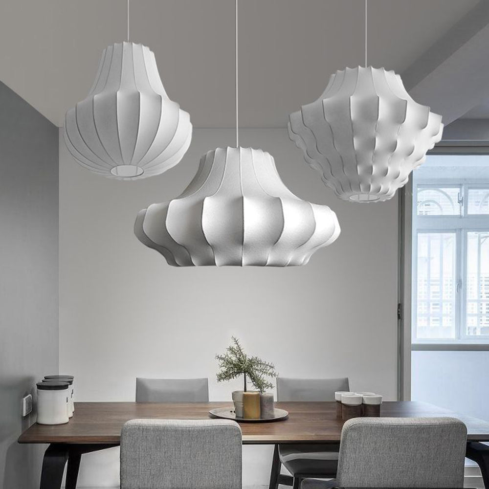 Renée Design Italien Luminaires Suspensions Moderne Métal Soie Blanc Salle à Manger