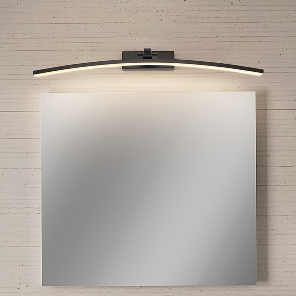 Edge Simple LED Applique Murale Incurvée Moderne à Miroir Métal Blanc/Noir Salle de Bain