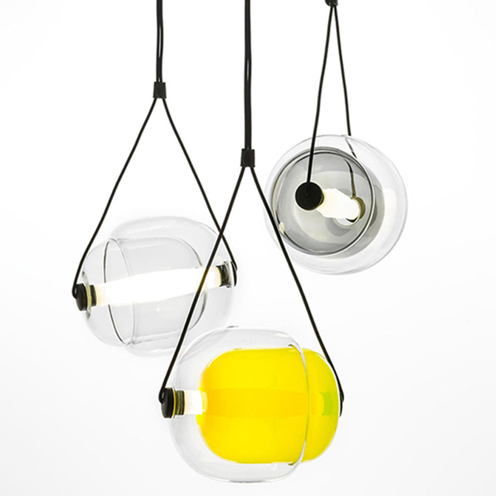 Hailie Design Luminaires Suspensions Bulle Moderne LED Verre Bleu/Jaune/Rose/Blanc Salon/Chambre à Coucher