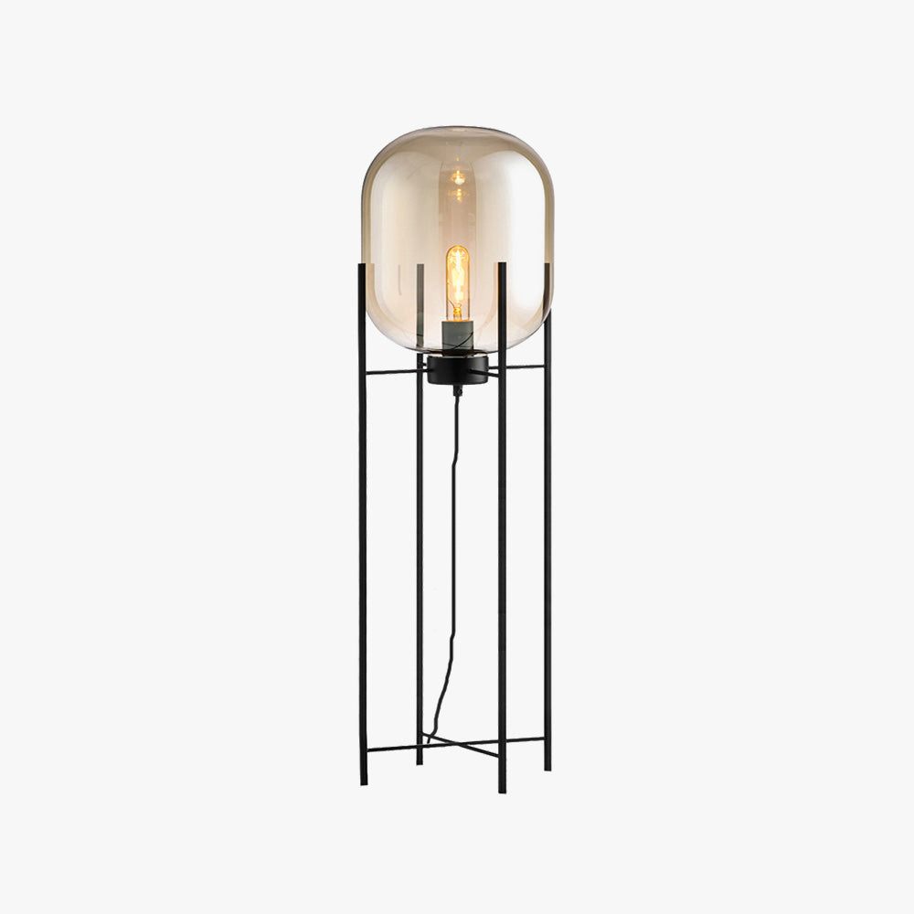 Salgado Design Lampadaire Globe Moderne Verre/Métal Noir Chambre/Salon