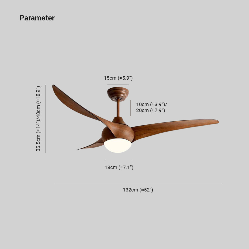 Garner Ventilateur de Plafond à 3 Pales Noir et Marron, D 132CM