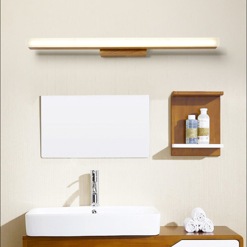 Leigh Applique Murale Miroir Linéaire Minimaliste, Bois, Noyer, Salon