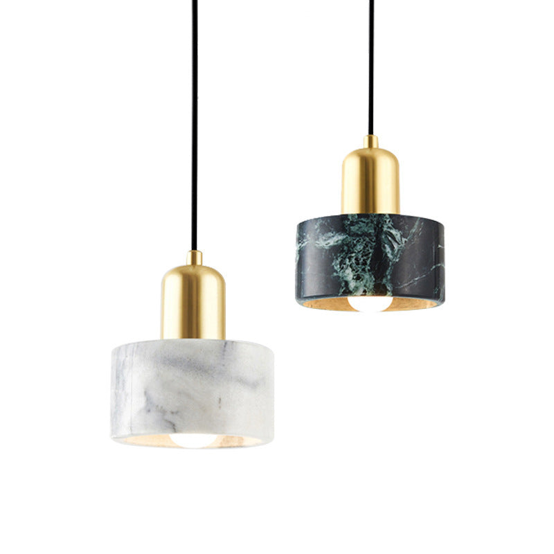 Chan Suspension Cylindre Contemporaine, Acrylique/Metal, Blanc/Vert, Salon