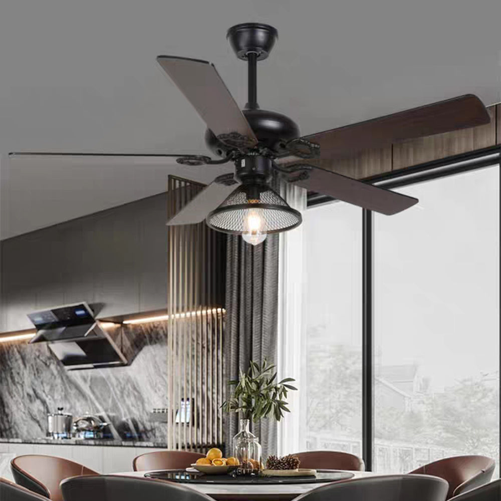 Alessio Ventilateur de Plafond Industriel Noir à 5 Pales, 4 Style, D 107CM