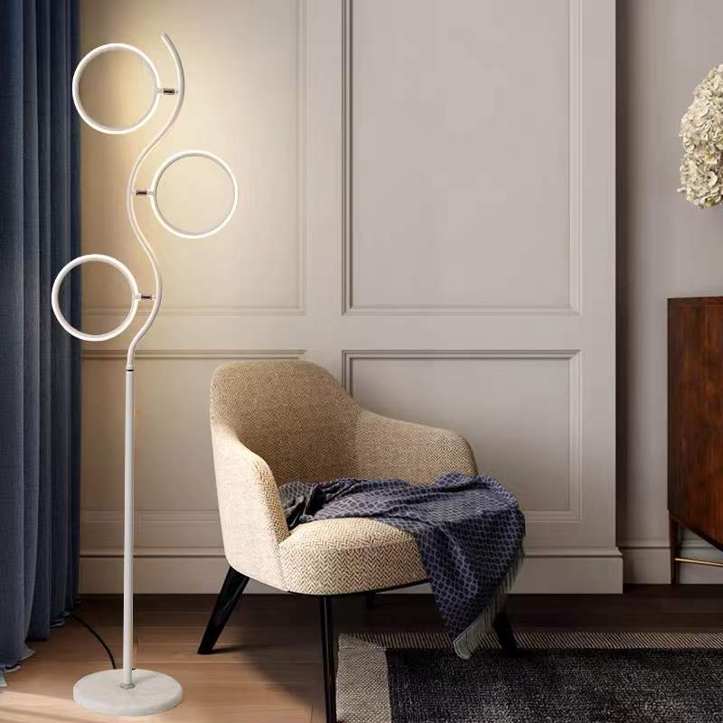 Louise Design Lampadaire Rond Moderne Métal/Acrylique Noir/Blanc Salon/Chambre