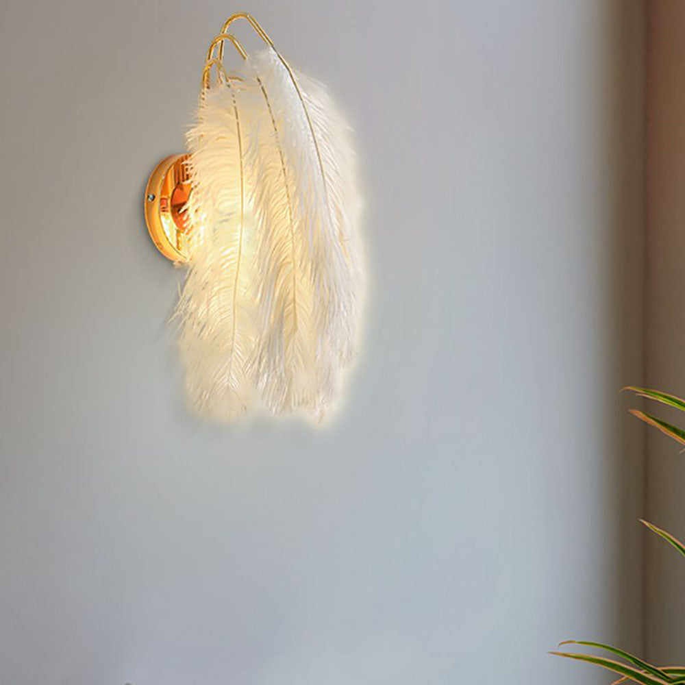 O'Moore Applique Murale Design LED Plume Moderne Métal Plume Blanc Chambre à Coucher/Salon