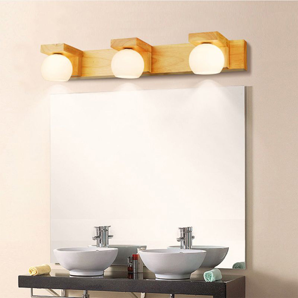 Ozawa Applique Murale Linéaire Moderen, Bois/Verre, Bûche, Salle de Bain