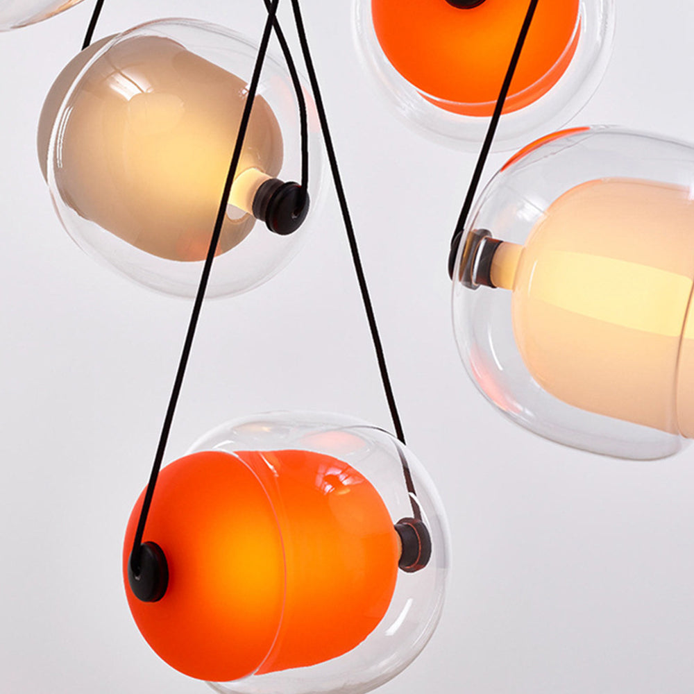 Hailie Design Luminaires Suspensions Bulle Moderne LED Verre Bleu/Jaune/Rose/Blanc Salon/Chambre à Coucher