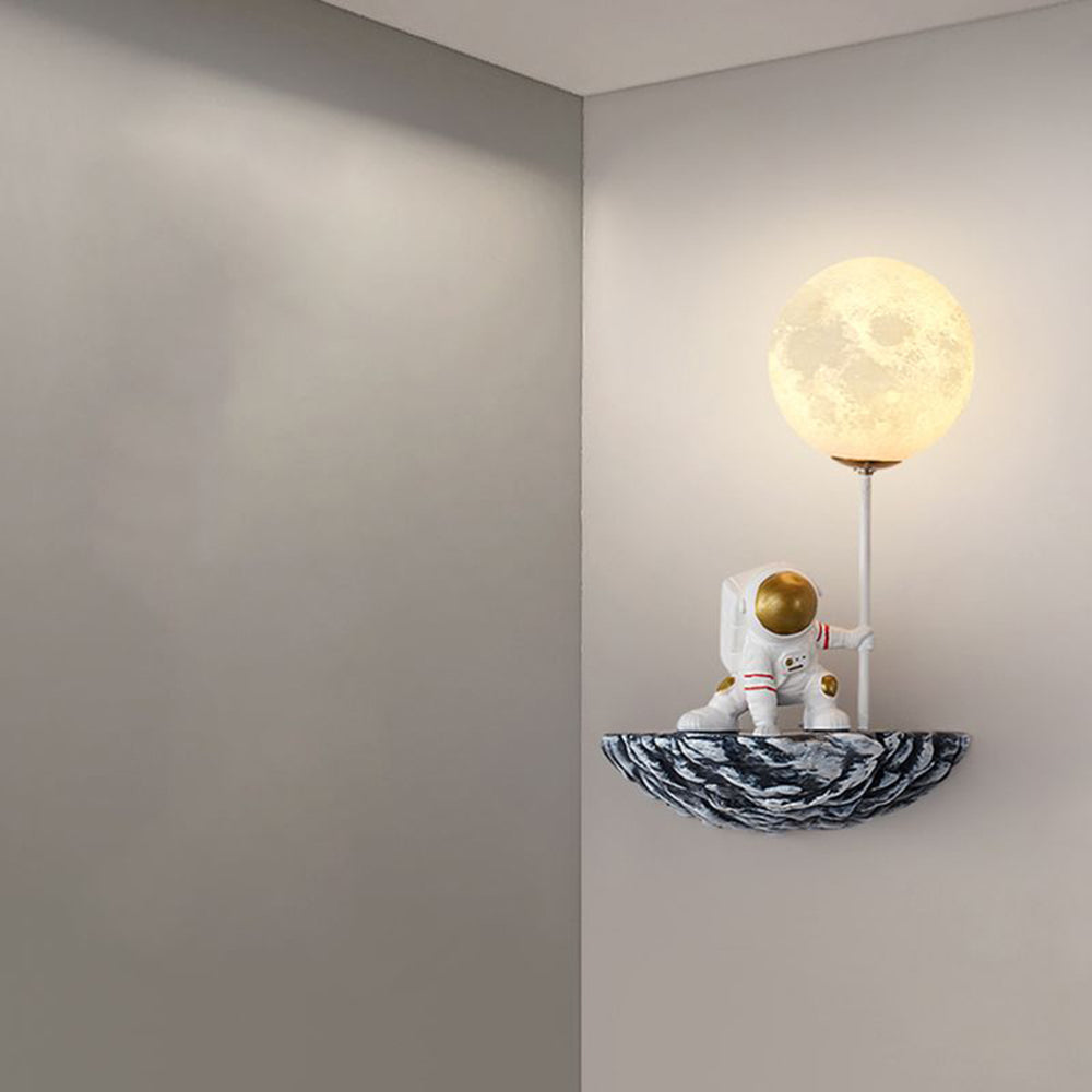 Fateh Applique Murale Sphérique Astronaute Design Moderne, Métal/Verre/Acrylique, Blanc, Salon