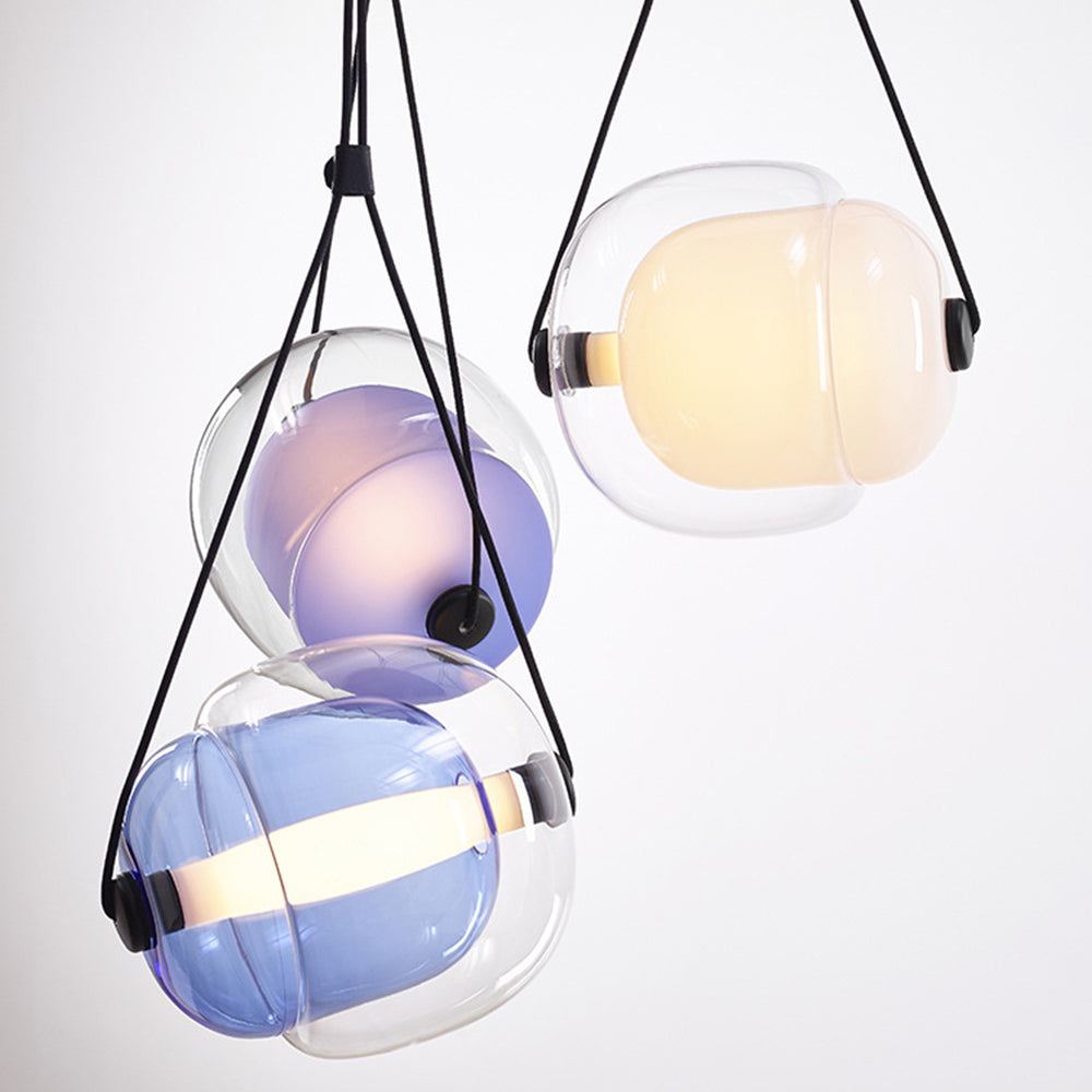 Hailie Design Luminaires Suspensions Bulle Moderne LED Verre Bleu/Jaune/Rose/Blanc Salon/Chambre à Coucher