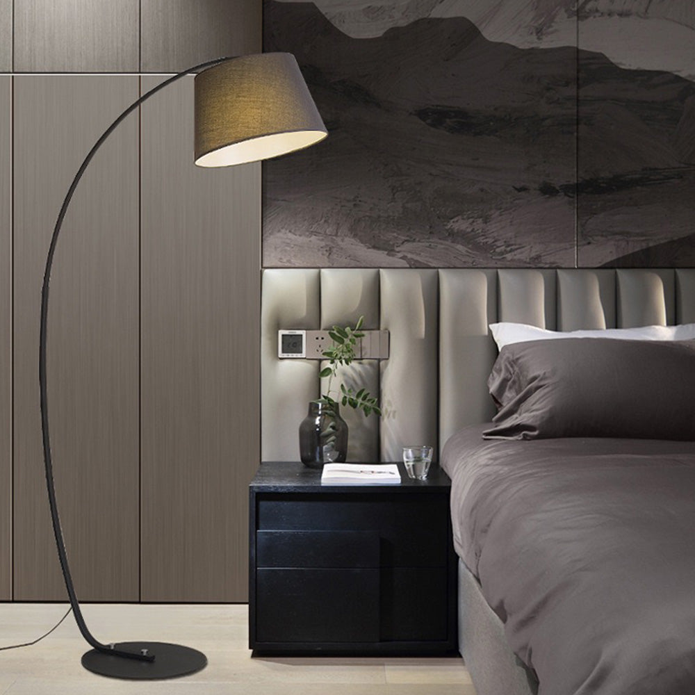 Salgado Lampadaire Arche Moderne, Tissu/Métal, Noir, Salon/Chambre