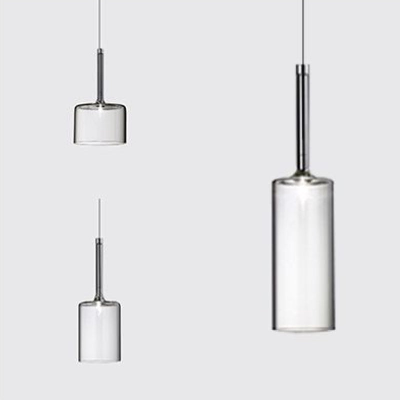 Hailie Lustre Suspension Moderne Minimaliste Verre Clair/Gris Bar