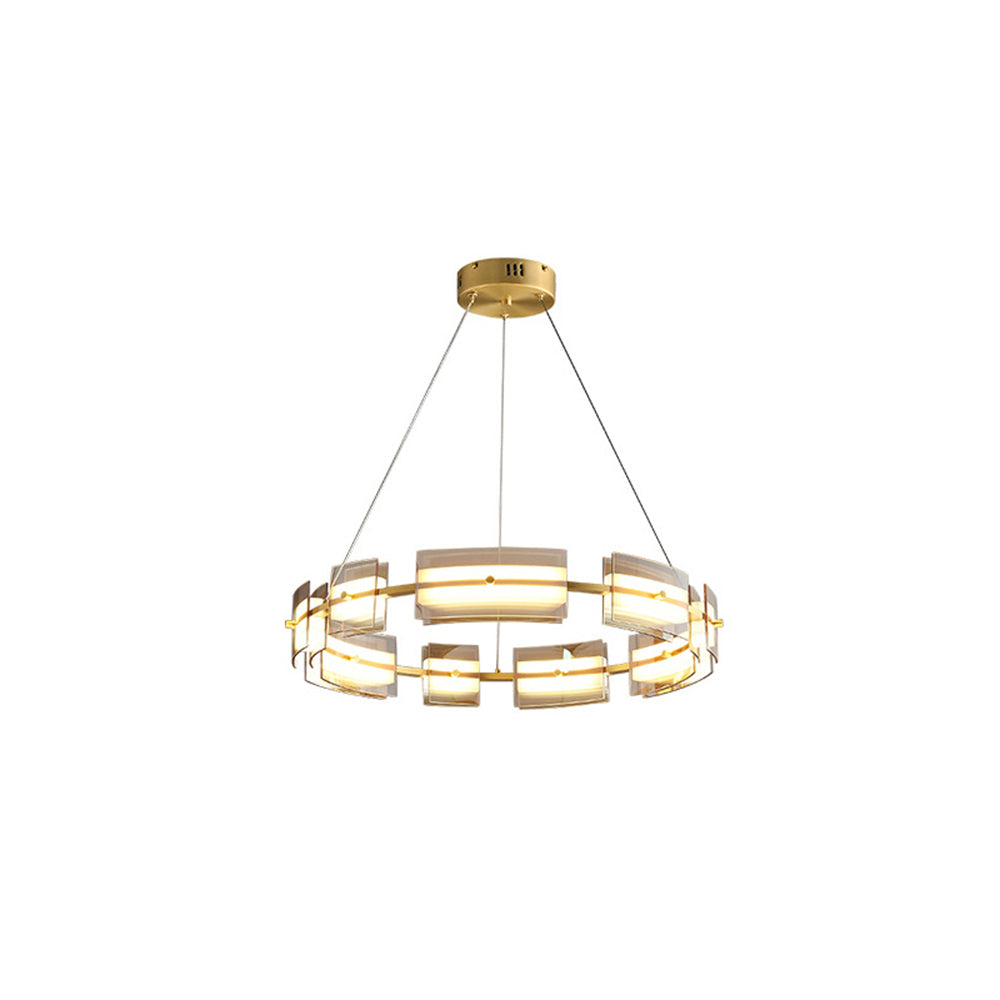 Evette Suspension Anneau Simple, Cuivre/Verre, Noir/Or, Salon/Chambre