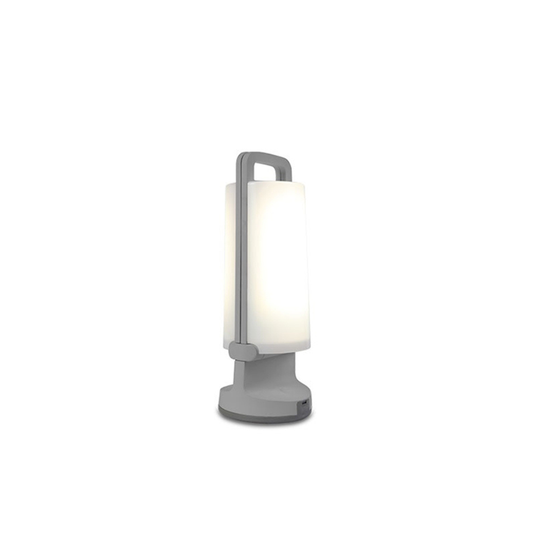 Orr Lampe de Table Cylindre Moderne, Acrylique, Gris/Blanc/Vert/Orange, Jardin