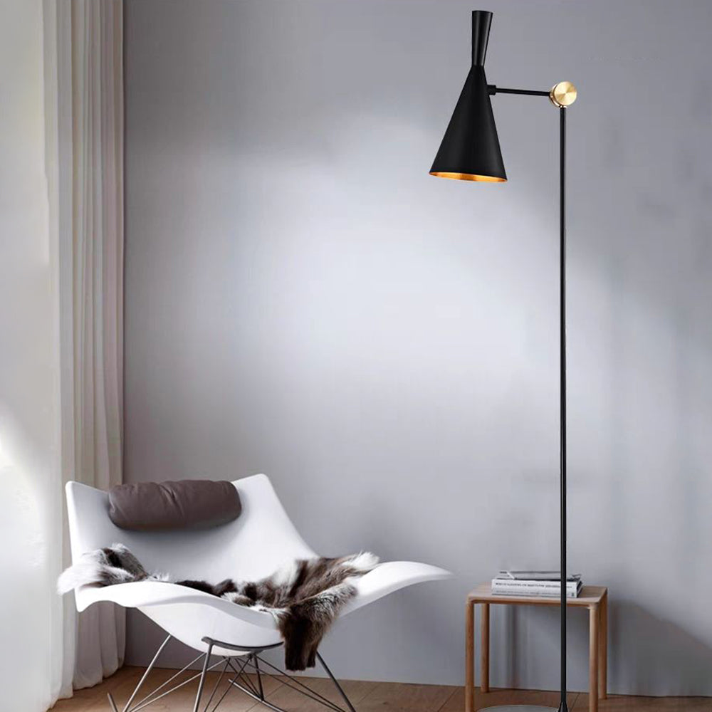 Carins Design Lampadaire Entonnoir Minimaliste LED Noir Métal Salon