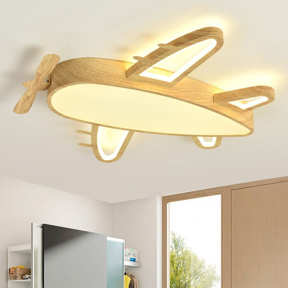 Minori Design LED Plafonnier Avion Moderne Bois/Acrylique Bois/Beige Salon