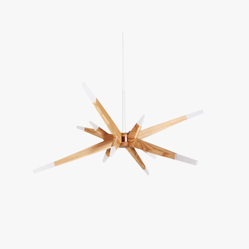 Ozawa Luminaires Suspensions Inégale Spoutnik Design Bois/Acrylique Blanc/Bois Chambre à Coucher